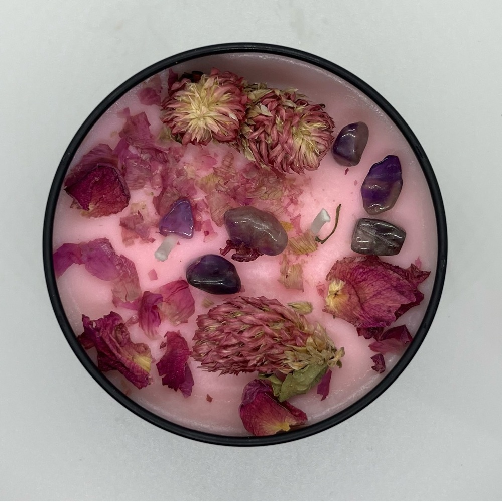 LavenderRose Quartz Crystal Candle Organic - Picture 8 of 11